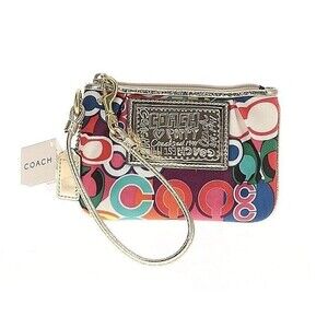 NEW COACH Womens Poppy Multi Color Removable Strap Signature C Metallic Leather